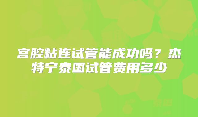 宫腔粘连试管能成功吗？杰特宁泰国试管费用多少
