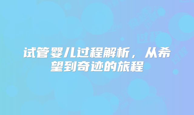 试管婴儿过程解析,从希望到奇迹的旅程
