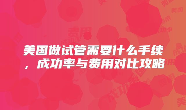 美国做试管需要什么手续，成功率与费用对比攻略