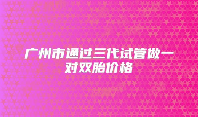广州市通过三代试管做一对双胎价格