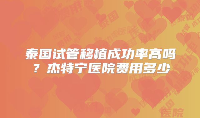 泰国试管移植成功率高吗？杰特宁医院费用多少