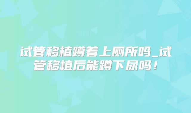 试管移植蹲着上厕所吗_试管移植后能蹲下尿吗!