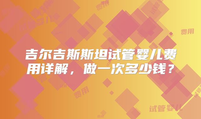 吉尔吉斯斯坦试管婴儿费用详解，做一次多少钱？