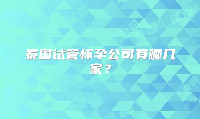 泰国试管怀孕公司有哪几家?
