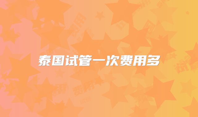 泰国试管一次费用多