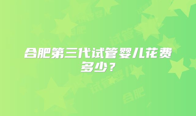 合肥第三代试管婴儿花费多少？