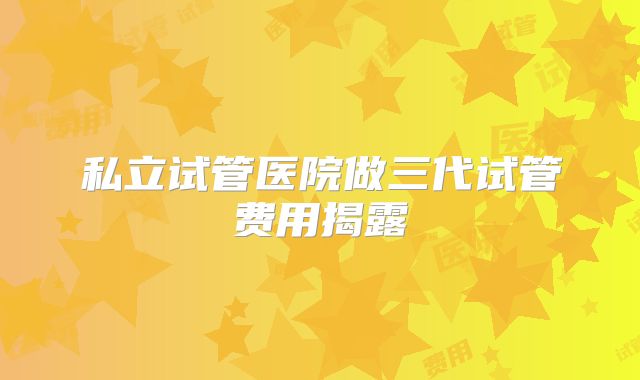 私立试管医院做三代试管费用揭露