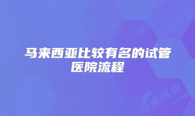 马来西亚比较有名的试管医院流程