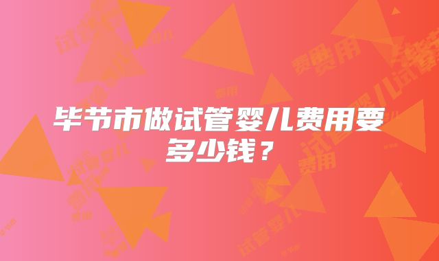 毕节市做试管婴儿费用要多少钱？