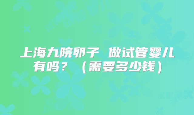 上海九院卵子 做试管婴儿有吗?(需要多少钱)