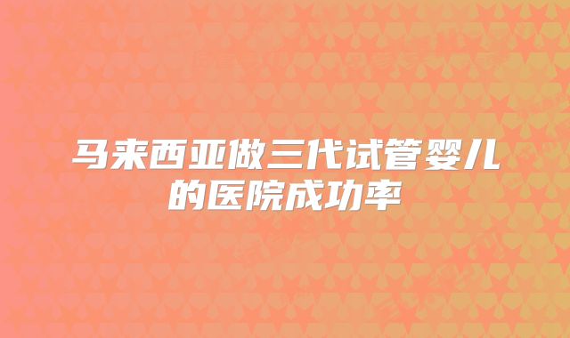马来西亚做三代试管婴儿的医院成功率