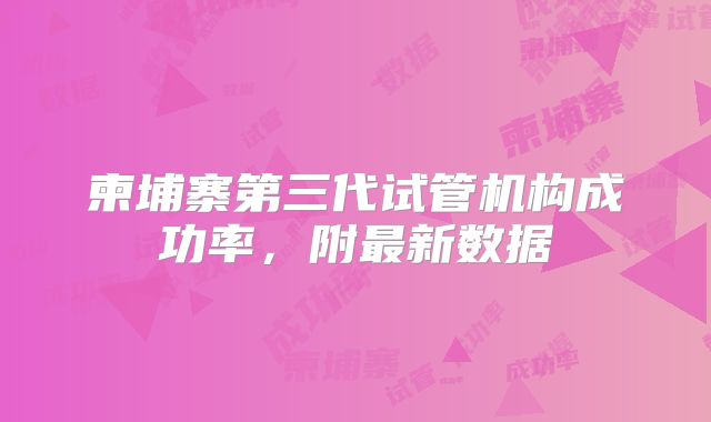 柬埔寨第三代试管机构成功率,附最新数据