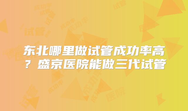 东北哪里做试管成功率高？盛京医院能做三代试管