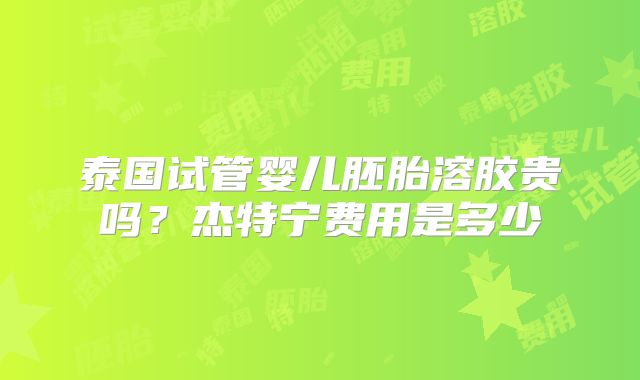 泰国试管婴儿胚胎溶胶贵吗?杰特宁费用是多少