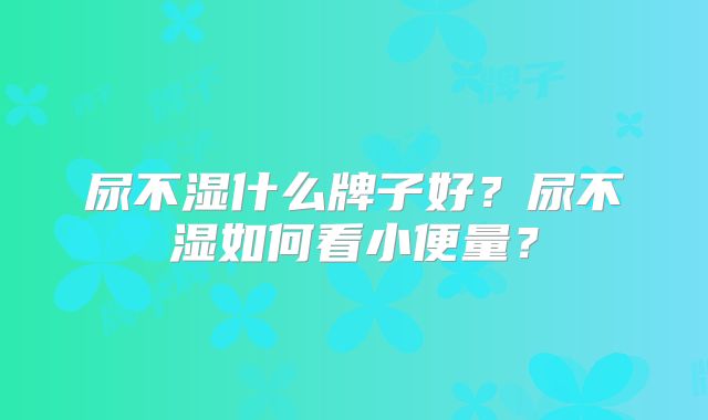 尿不湿什么牌子好?尿不湿如何看小便量?