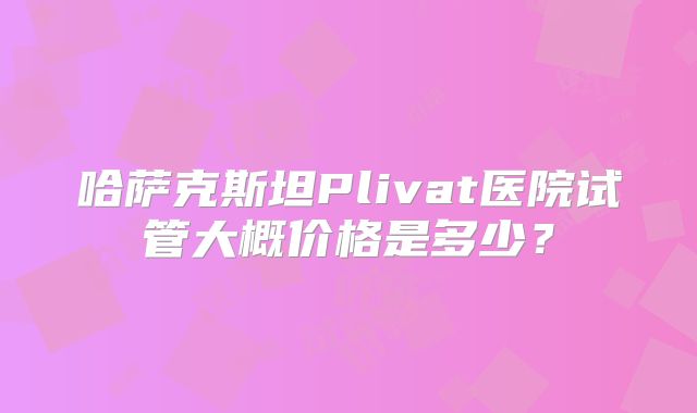 哈萨克斯坦Plivat医院试管大概价格是多少？