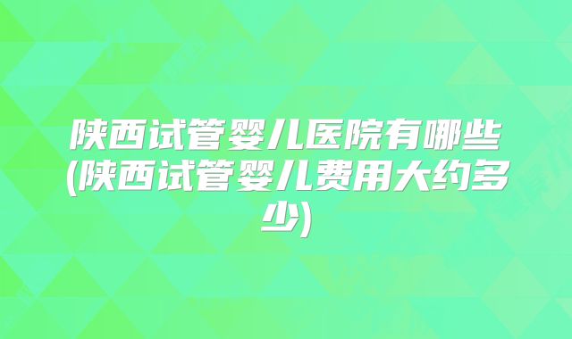 陕西试管婴儿医院有哪些(陕西试管婴儿费用大约多少)