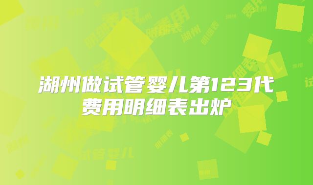 湖州做试管婴儿第123代费用明细表出炉