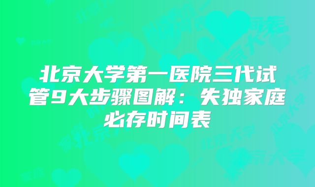 北京大学第一医院三代试管9大步骤图解：失独家庭必存时间表