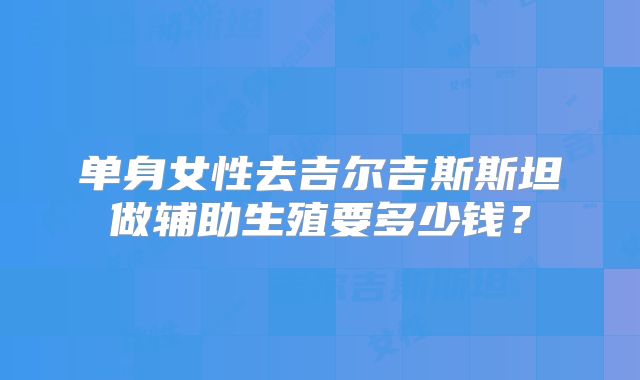 单身女性去吉尔吉斯斯坦做辅助生殖要多少钱？