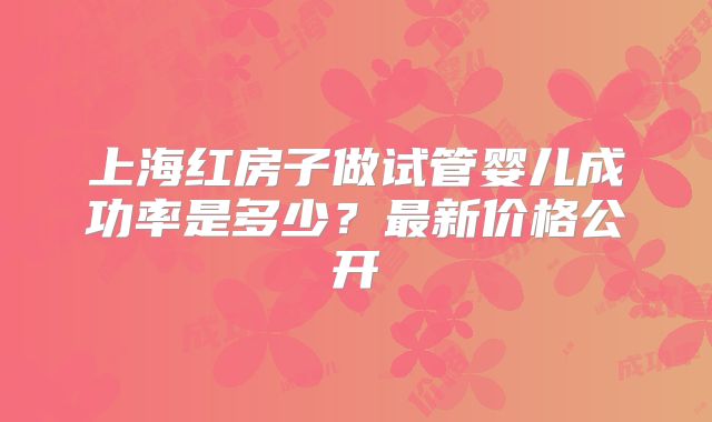上海红房子做试管婴儿成功率是多少？最新价格公开