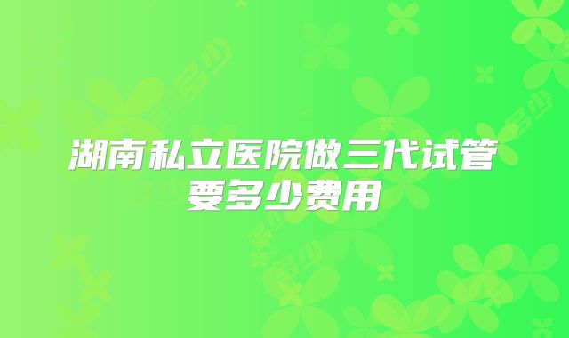 湖南私立医院做三代试管要多少费用