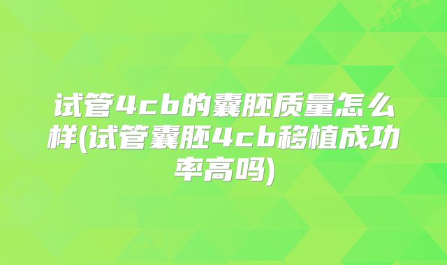 试管4cb的囊胚质量怎么样(试管囊胚4cb移植成功率高吗)