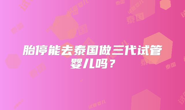 胎停能去泰国做三代试管婴儿吗?