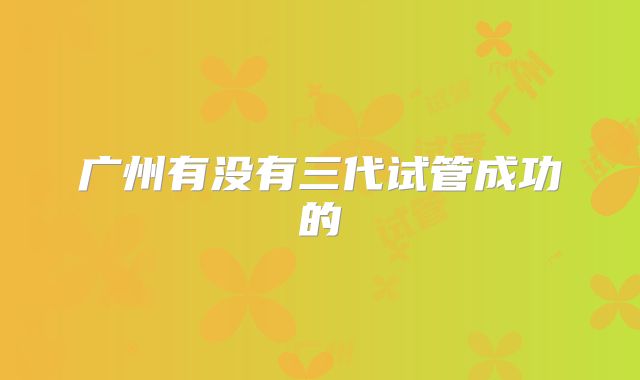 广州有没有三代试管成功的