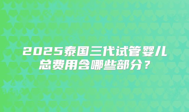 2025泰国三代试管婴儿总费用含哪些部分?