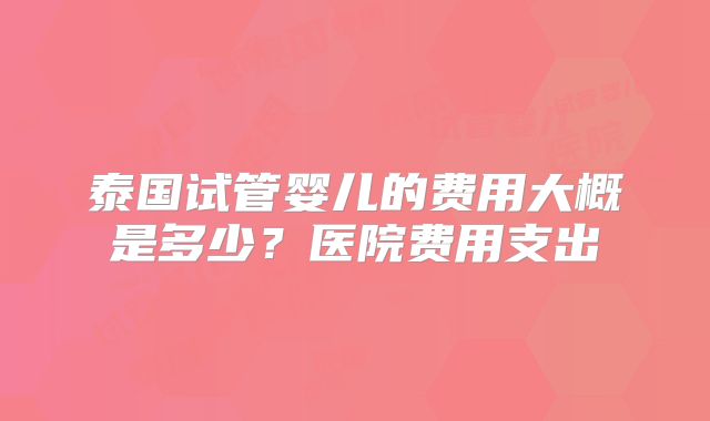 泰国试管婴儿的费用大概是多少？医院费用支出