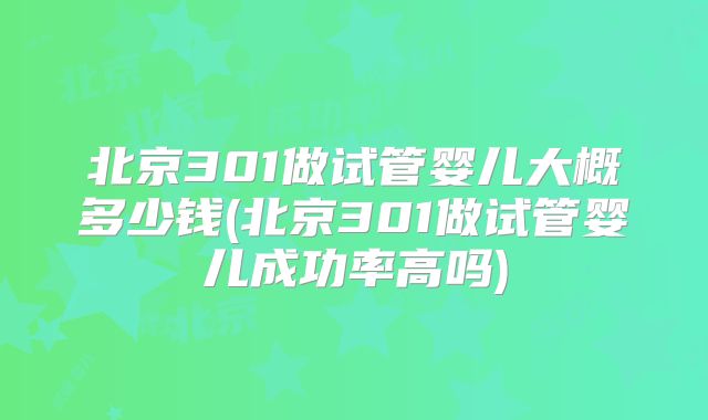 北京301做试管婴儿大概多少钱(北京301做试管婴儿成功率高吗)