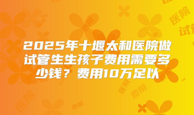 2025年十堰太和医院做试管生生孩子费用需要多少钱?费用10万足以