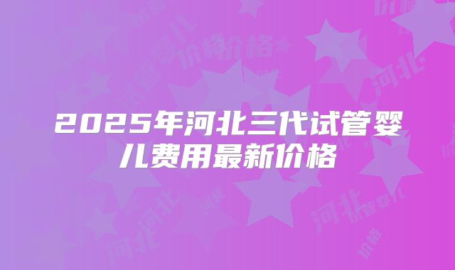 2025年河北三代试管婴儿费用最新价格