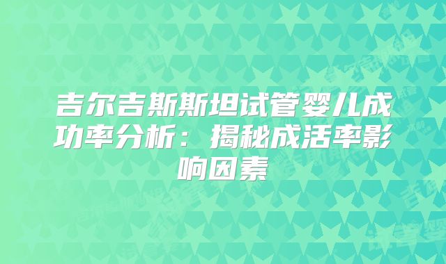 吉尔吉斯斯坦试管婴儿成功率分析:揭秘成活率影响因素