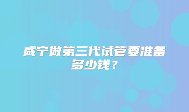 咸宁做第三代试管要准备多少钱？