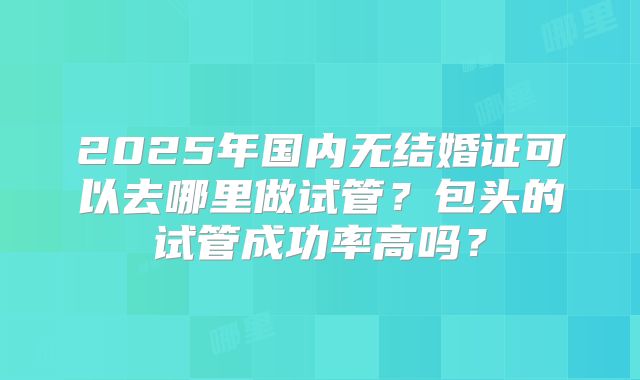 2025年国内无结婚证可以去哪里做试管?包头的试管成功率高吗?