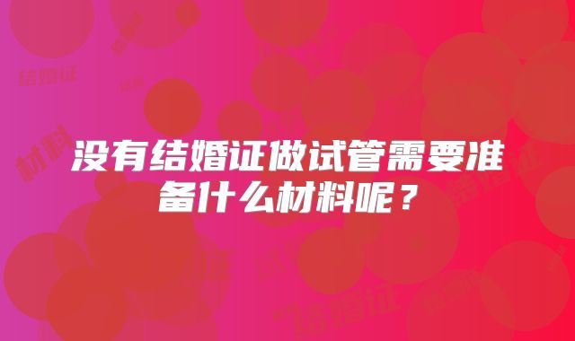 没有结婚证做试管需要准备什么材料呢？