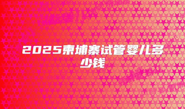 2025柬埔寨试管婴儿多少钱