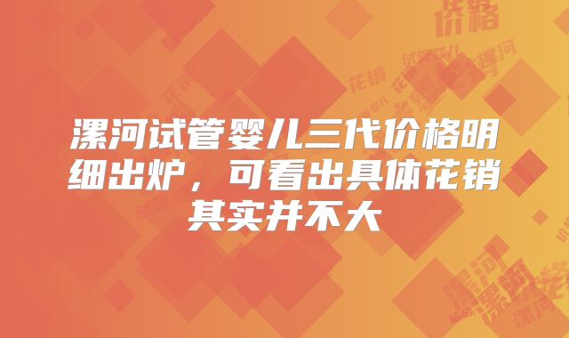 漯河试管婴儿三代价格明细出炉，可看出具体花销其实并不大