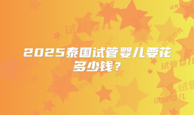 2025泰国试管婴儿要花多少钱?