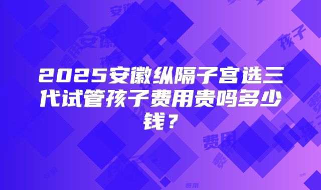 2025安徽纵隔子宫选三代试管孩子费用贵吗多少钱？