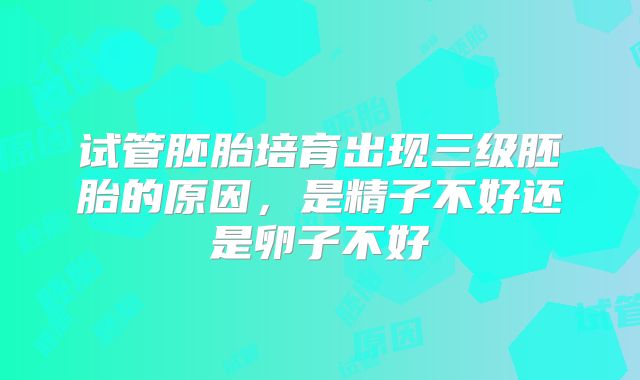 试管胚胎培育出现三级胚胎的原因，是精子不好还是卵子不好