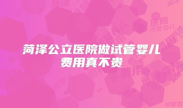 菏泽公立医院做试管婴儿费用真不贵