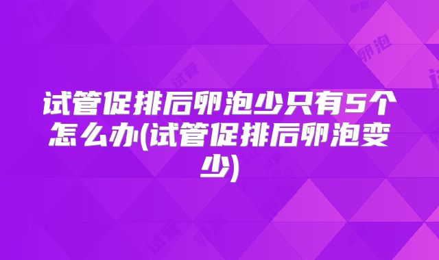 试管促排后卵泡少只有5个怎么办(试管促排后卵泡变少)