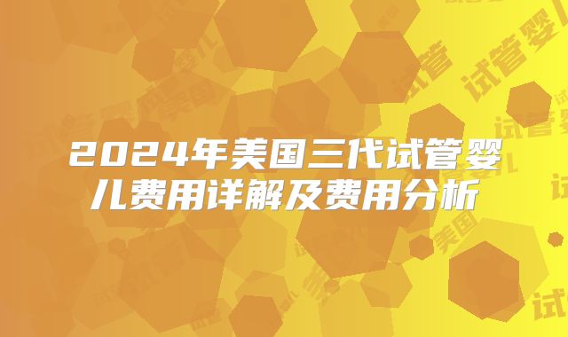 2024年美国三代试管婴儿费用详解及费用分析
