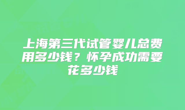 上海第三代试管婴儿总费用多少钱?怀孕成功需要花多少钱