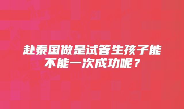 赴泰国做是试管生孩子能不能一次成功呢？