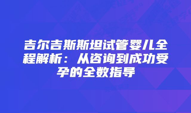 吉尔吉斯斯坦试管婴儿全程解析:从咨询到成功受孕的全数指导