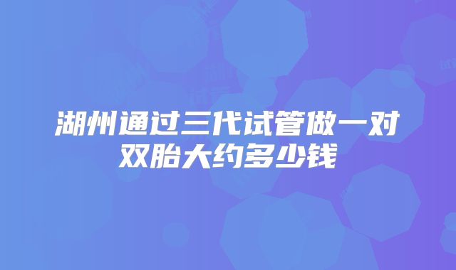 湖州通过三代试管做一对双胎大约多少钱